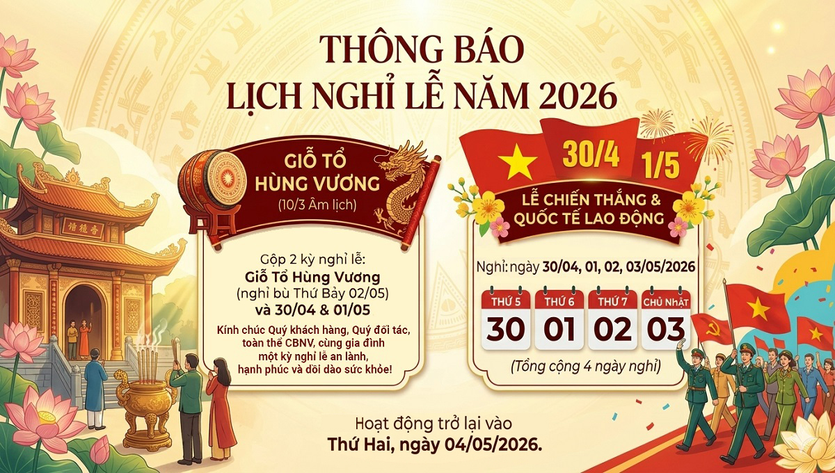 Lịch Nghỉ Lễ Giỗ Tổ Hùng Vương Và 30.04 - 01.05.2026